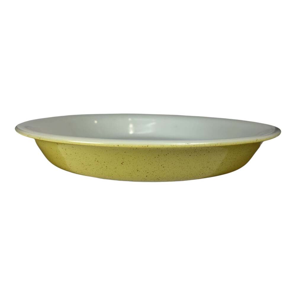 Vintage Pyrex 8.5 Inch Desert Dawn Yellow Speckled Pie Plate Ovenware #209 USA - Picture 4 of 8